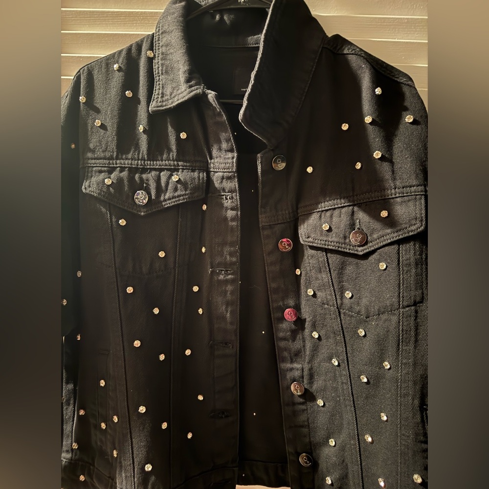 Fashion Nova Black Studded Jean Jacket